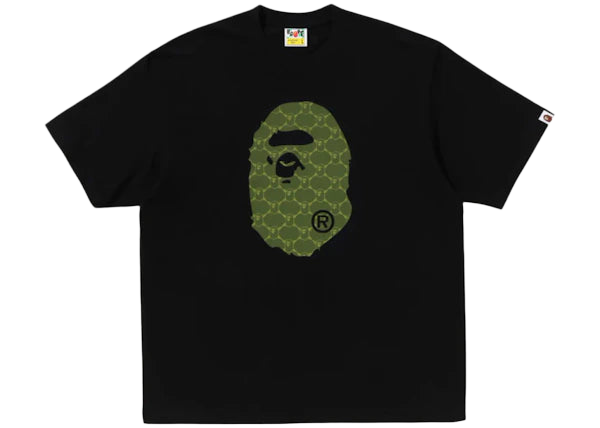 BAPE College Monogram Ape Head Relaxed Fit Tee - Black