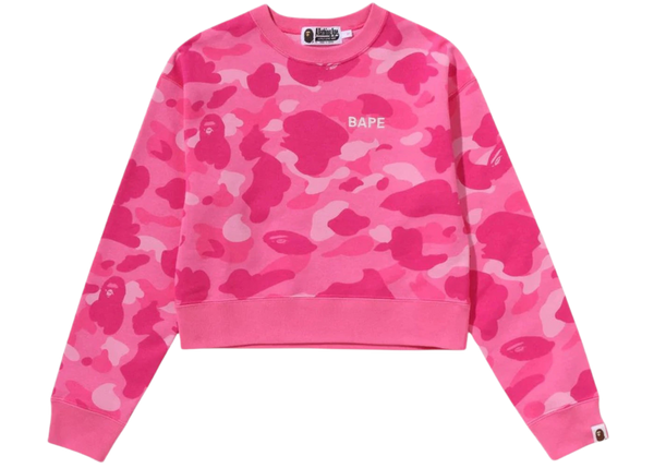 BAPE Women's Color Camo Cropped Crewneck Sweatshirt Pink