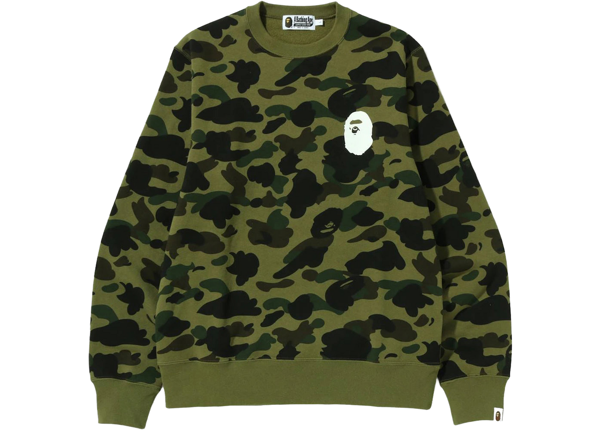 BAPE 1st Camo Ape Head Crewneck Green