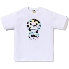 BAPE New Multi Camo Big Baby Milo Tee White