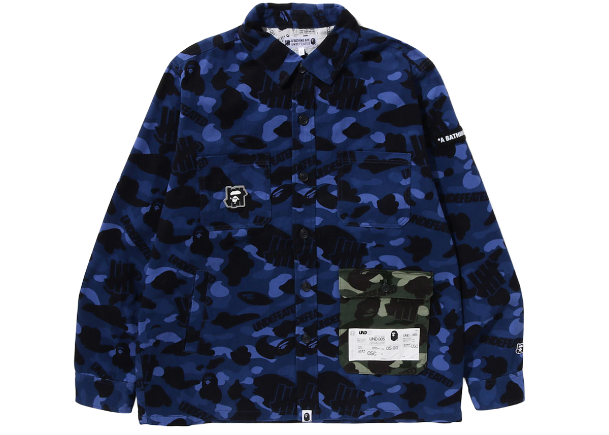 BAPE x Undefeated Color Camo Flannel Jacket Navy
