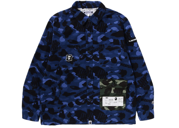 BAPE x Undefeated Color Camo Flannel Jacket Navy