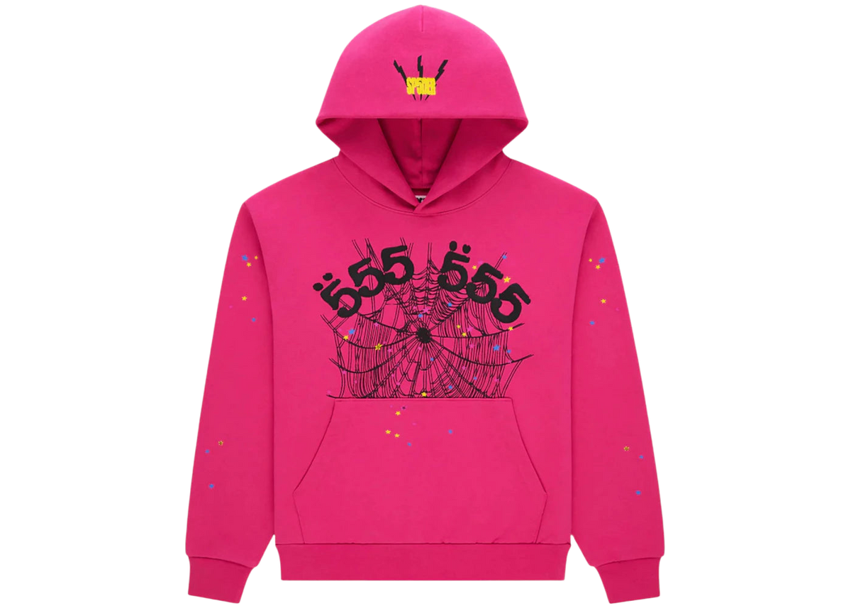 Sp5der Angel Number Hoodie Pink