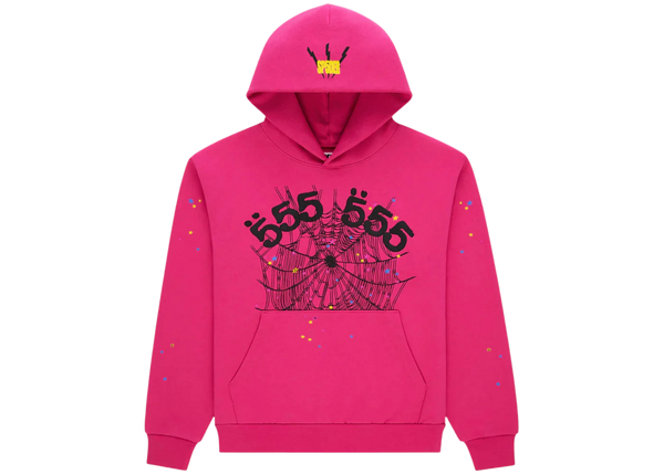 Sp5der Angel Number Hoodie Pink