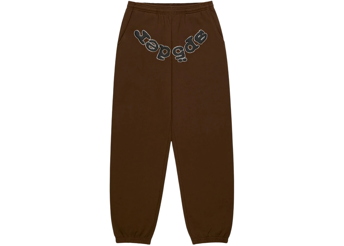 Sp5der Rhinestone OG Logo Sweatpant Brown