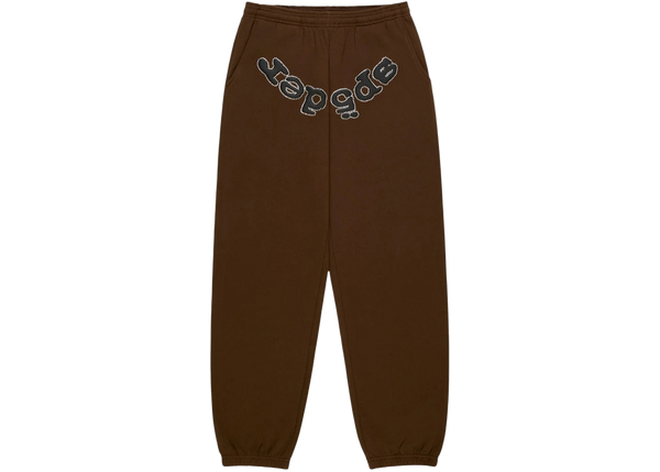 Sp5der Rhinestone OG Logo Sweatpant Brown