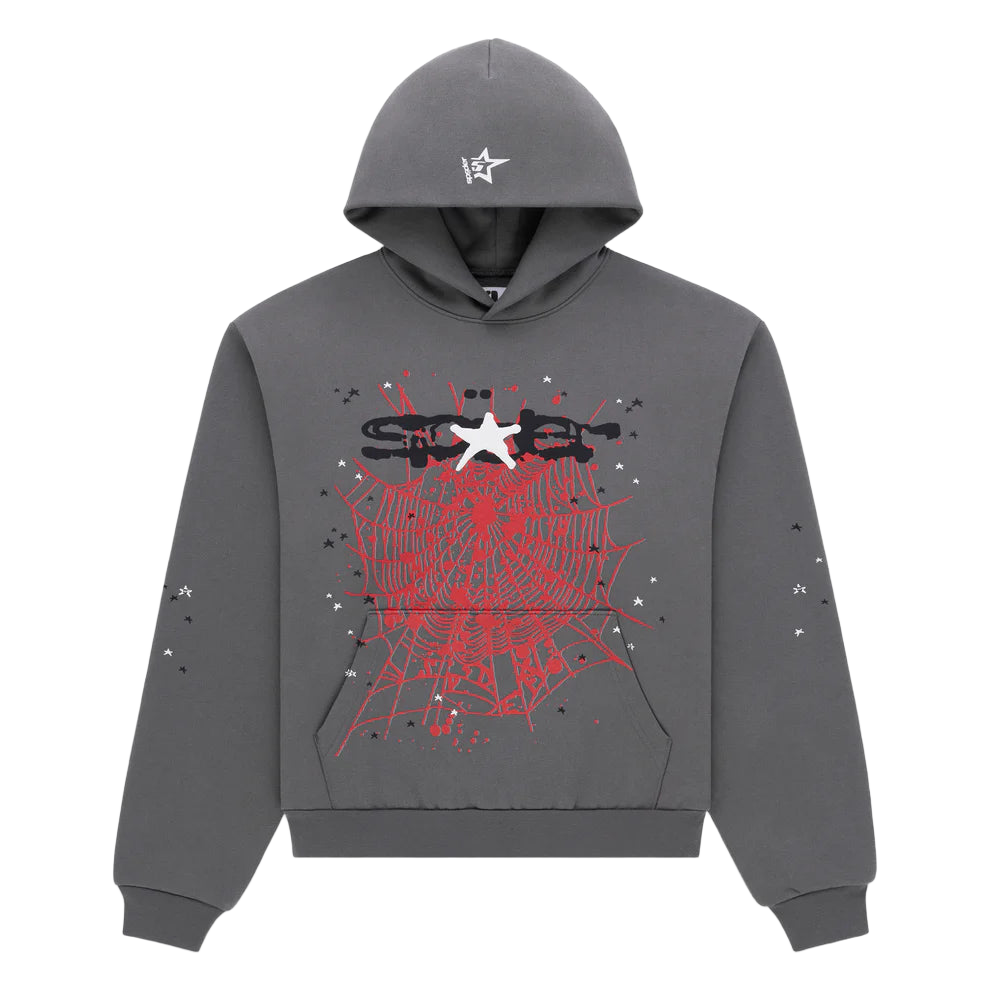 Sp5der Splat Punk Hoodie Grey