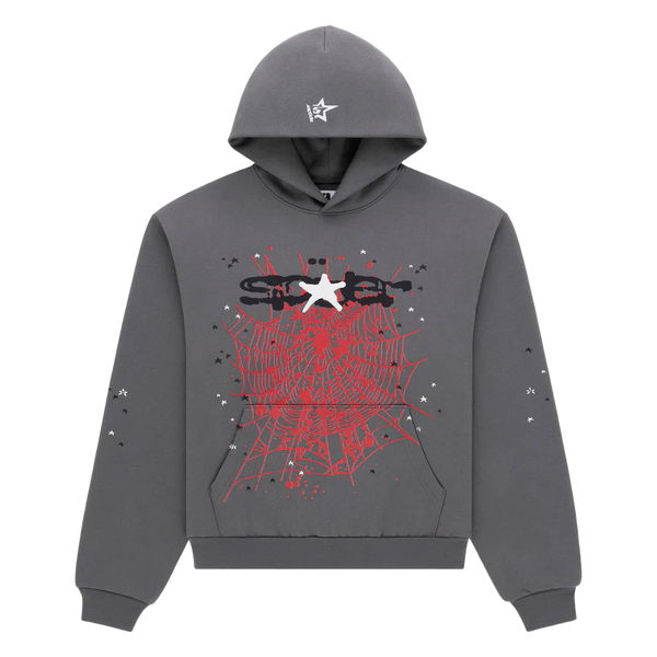 Sp5der Splat Punk Hoodie Grey