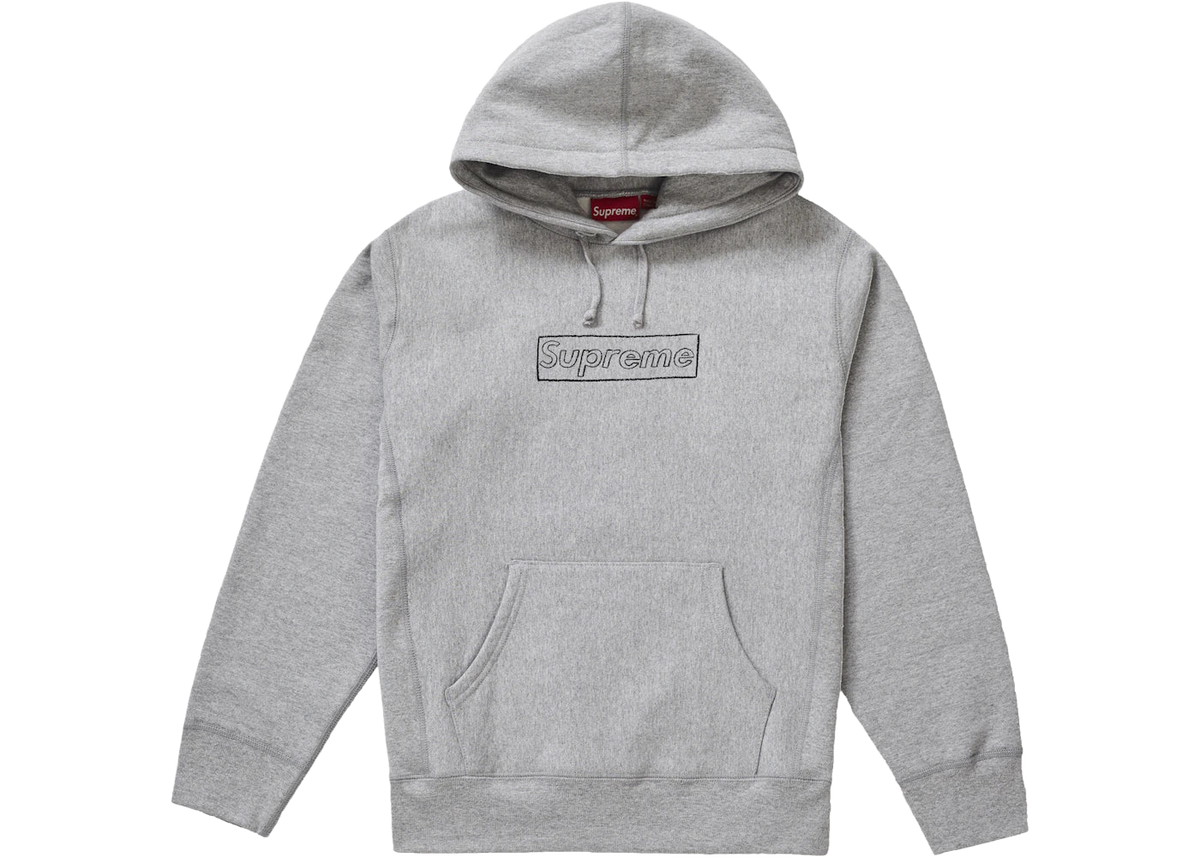 Supreme KAWS Chalk Logo Hooded Sweatshirt Heather Grey