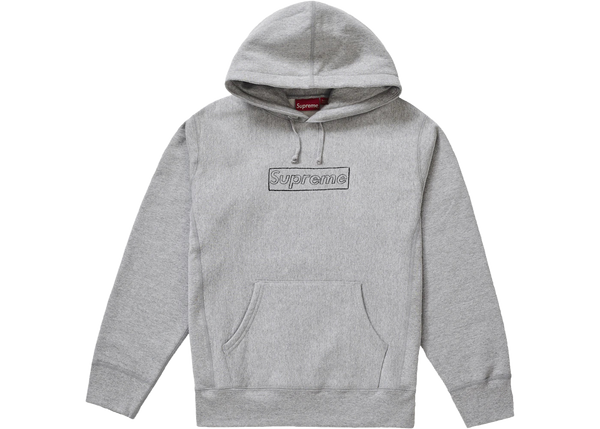 Supreme KAWS Chalk Logo Hooded Sweatshirt Heather Grey