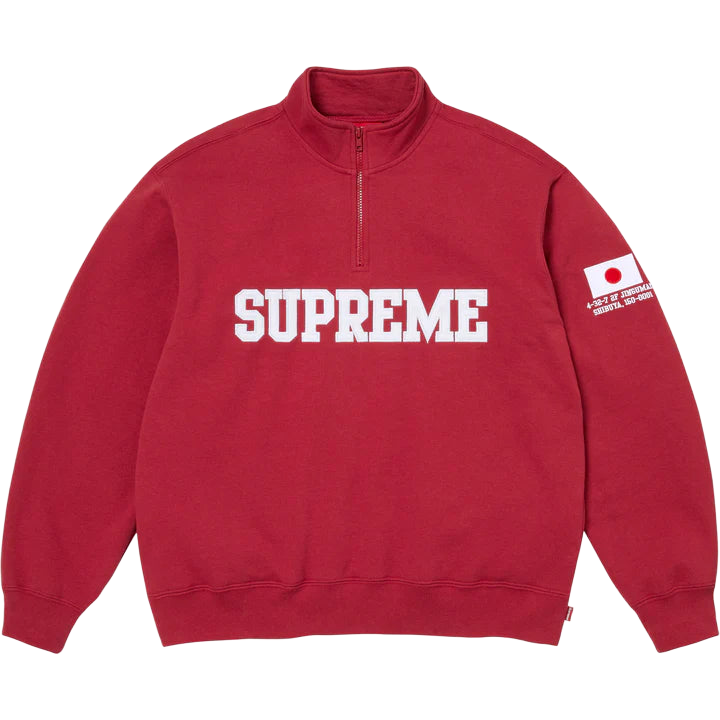 Supreme Shop Flag Half Zip Pullover Red