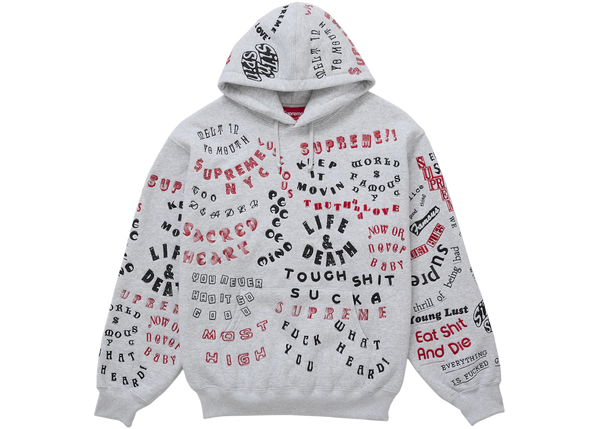 Supreme Too Deadly Hooded Sweatshirt Ash Grey