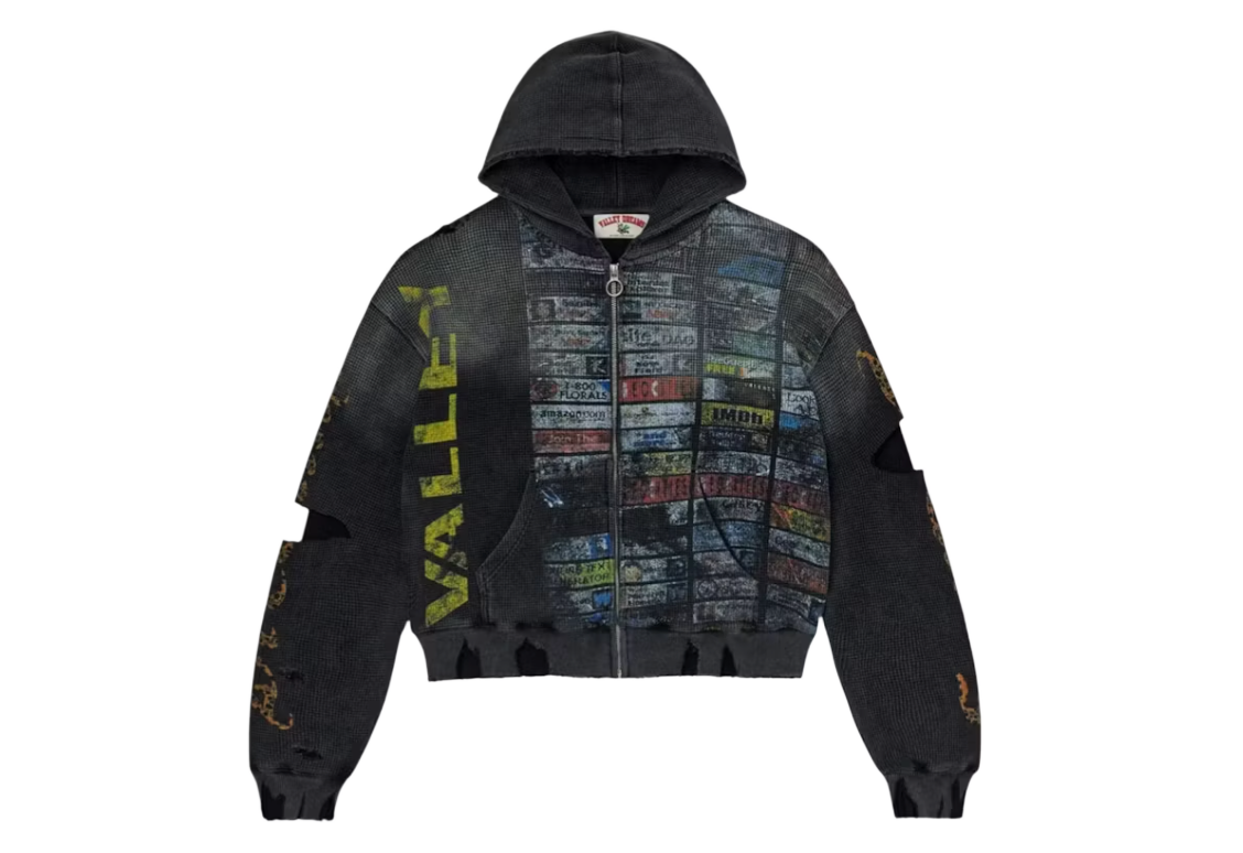 Vale Forever Glitch Waffle Thermal Zip Up Hoodie