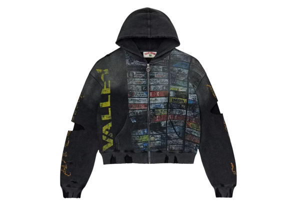 Vale Forever Glitch Waffle Thermal Zip Up Hoodie