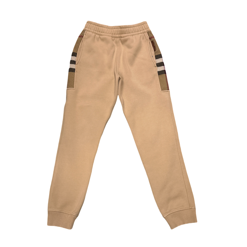 Burberry Check Panel Cotton Blend Sweatpants