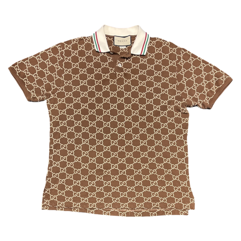 Gucci Logo-Embroidered Cotton Blend Polo in Brown