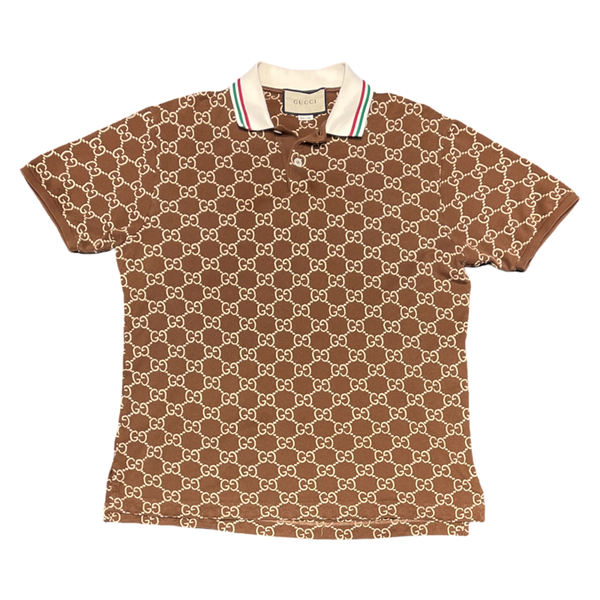 Gucci Logo-Embroidered Cotton Blend Polo in Brown