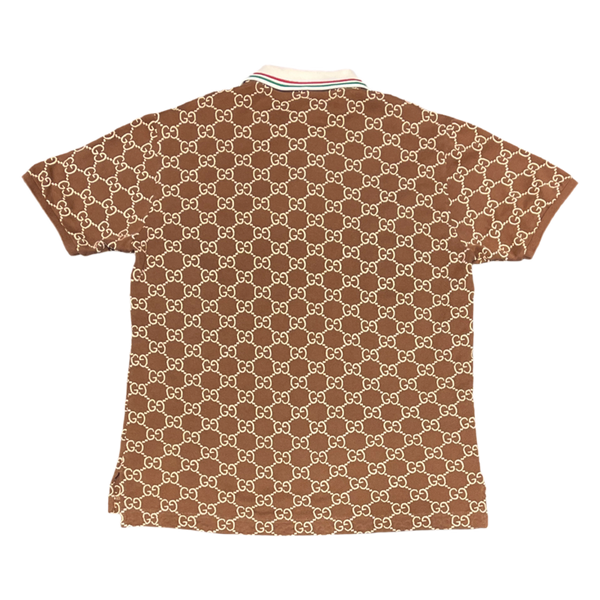 Gucci Logo-Embroidered Cotton Blend Polo in Brown