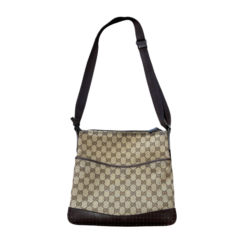 Gucci Shoulder Bag GG Canvas with Leather Trim