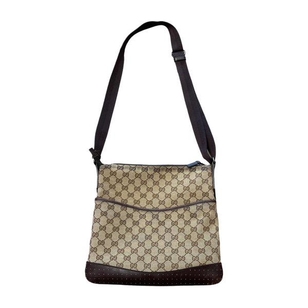 Gucci Shoulder Bag GG Canvas with Leather Trim