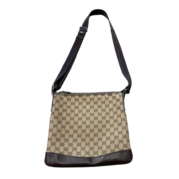 Gucci Shoulder Bag GG Canvas with Leather Trim