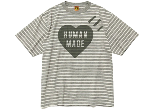 Human Made Striped Heart T-Shirt Grey