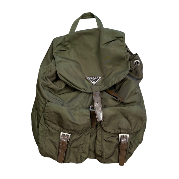 Prada Vela Tessuto Nylon Backpack in Green