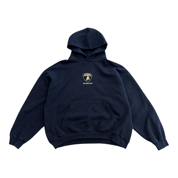 Balenciaga Automobil Lamborghini Medium Fit Hoodie Black Faded