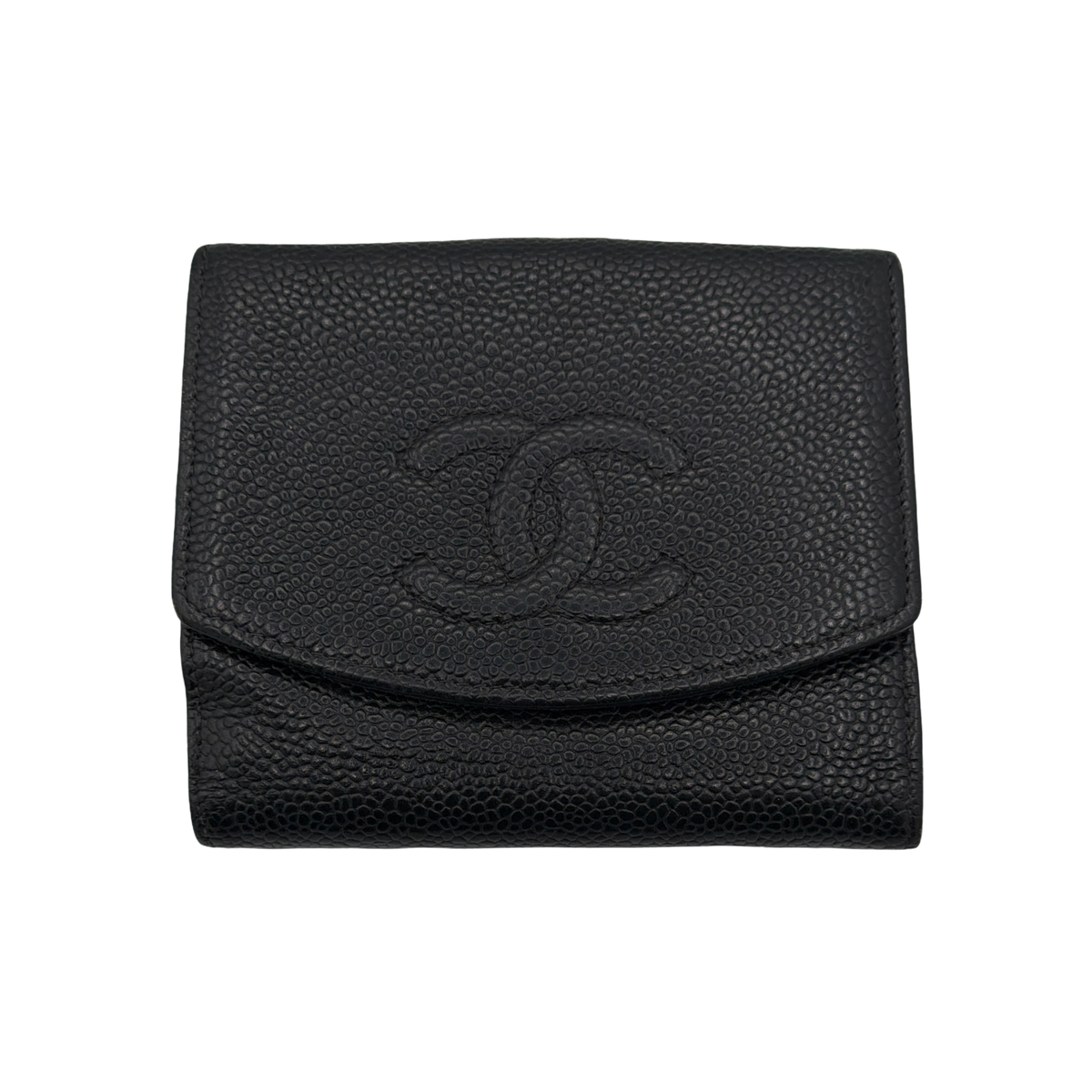 Chanel Black Caviar Leather Bi-Fold Flap Wallet