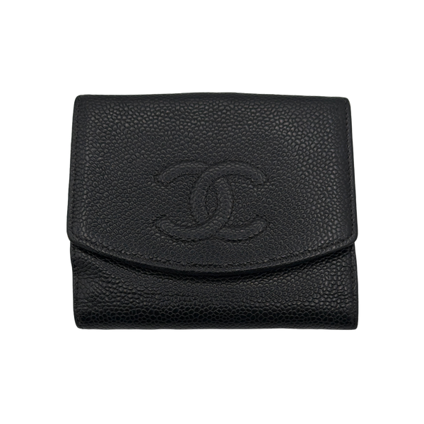 Chanel Black Caviar Leather Bi-Fold Flap Wallet