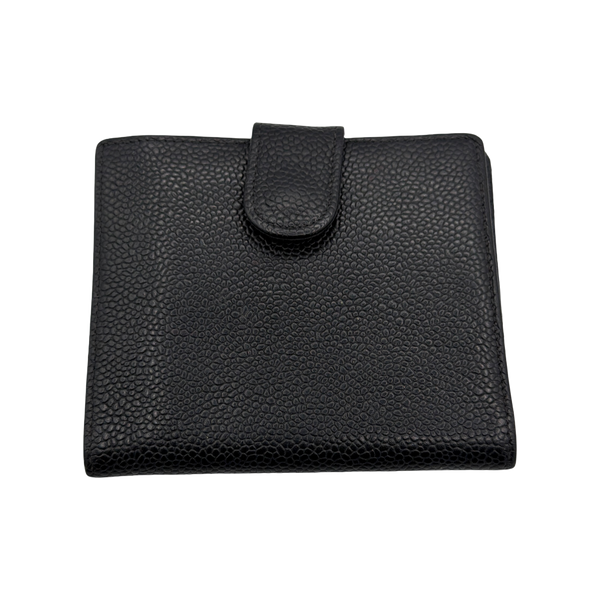 Chanel Black Caviar Leather Bi-Fold Flap Wallet