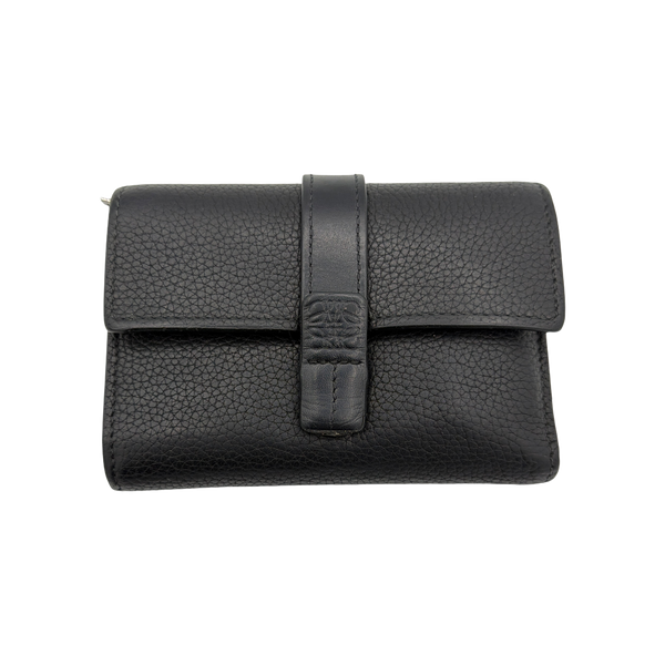 Loewe Black Grained Calfskin Leather Small Vertical Wallet