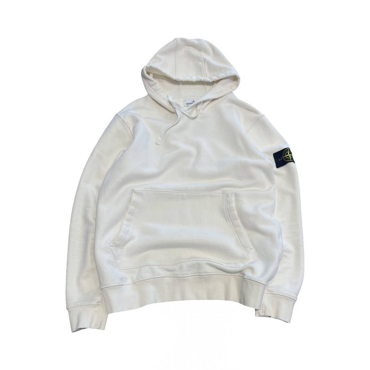 Stone Island Logo Patch Hoodie Cream