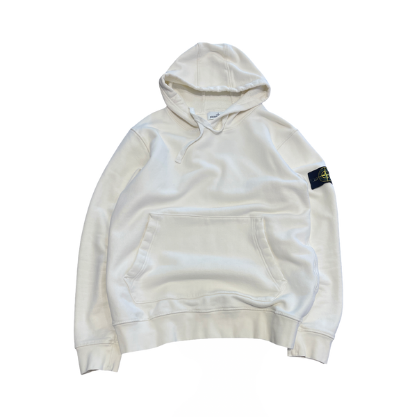 Stone Island Logo Patch Hoodie Cream
