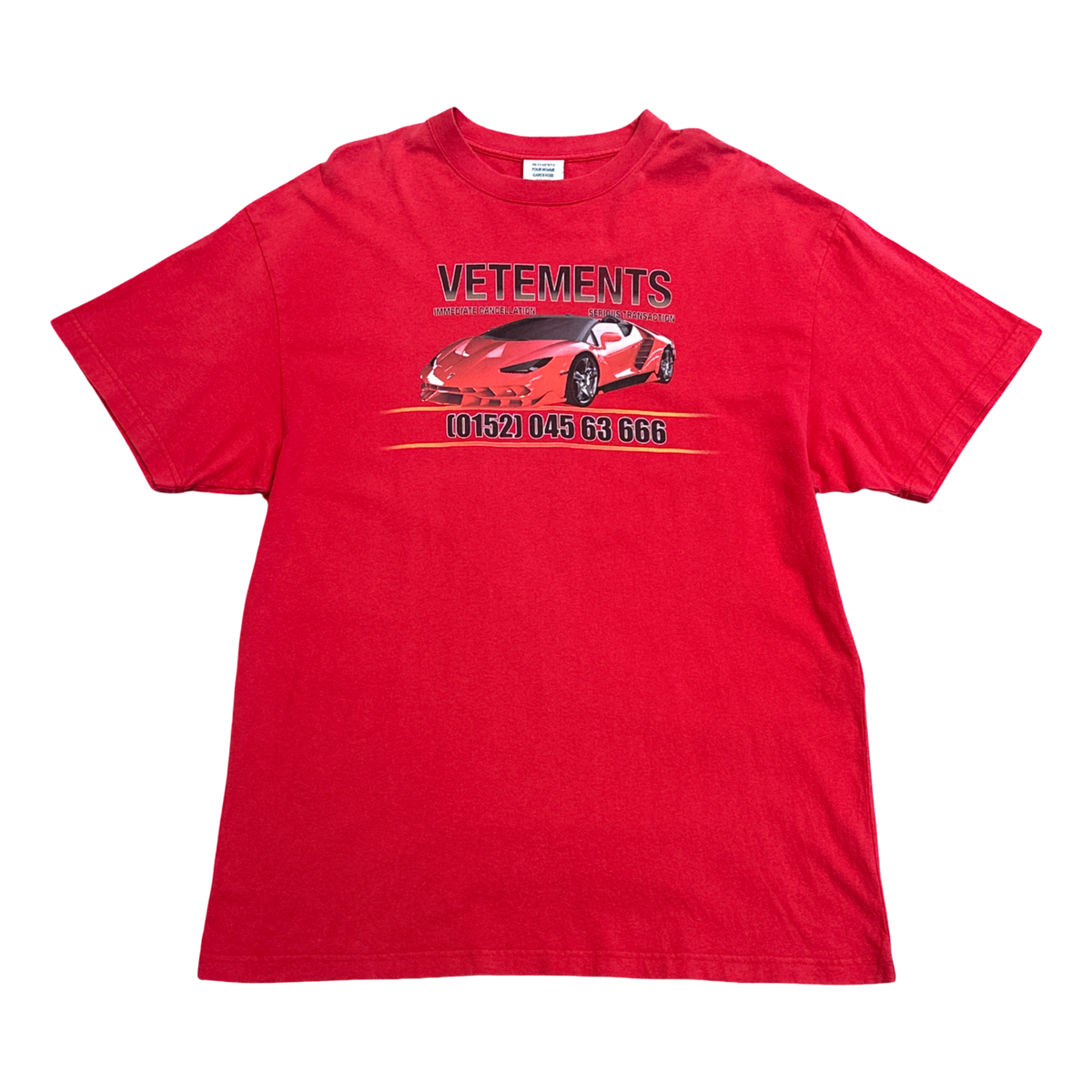 Vetements Lamborghini Car Hotline Tee