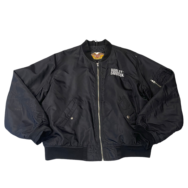 Vintage Harley Black Bomber Jacket