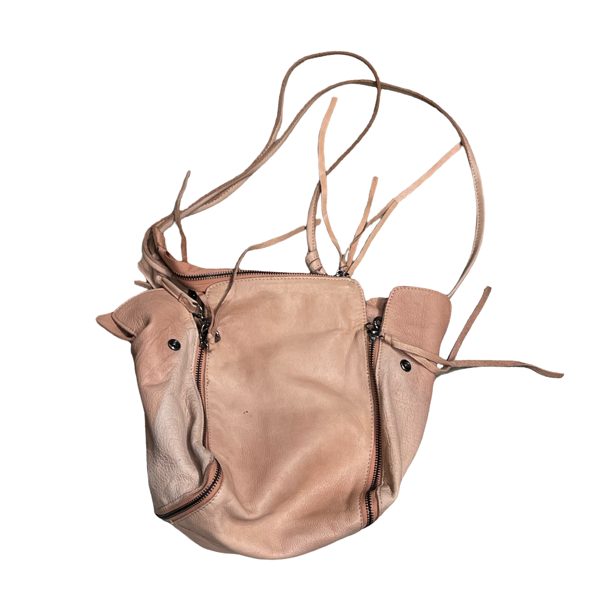 Vintage Mauve Leather Shoulder Hobo Bag