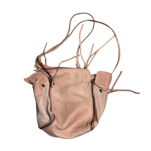 Vintage Mauve Leather Shoulder Hobo Bag