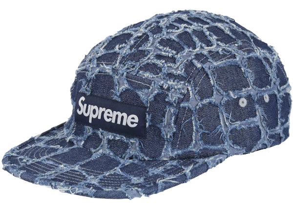 Supreme Frayed Croc Denim Camp Cap - Navy